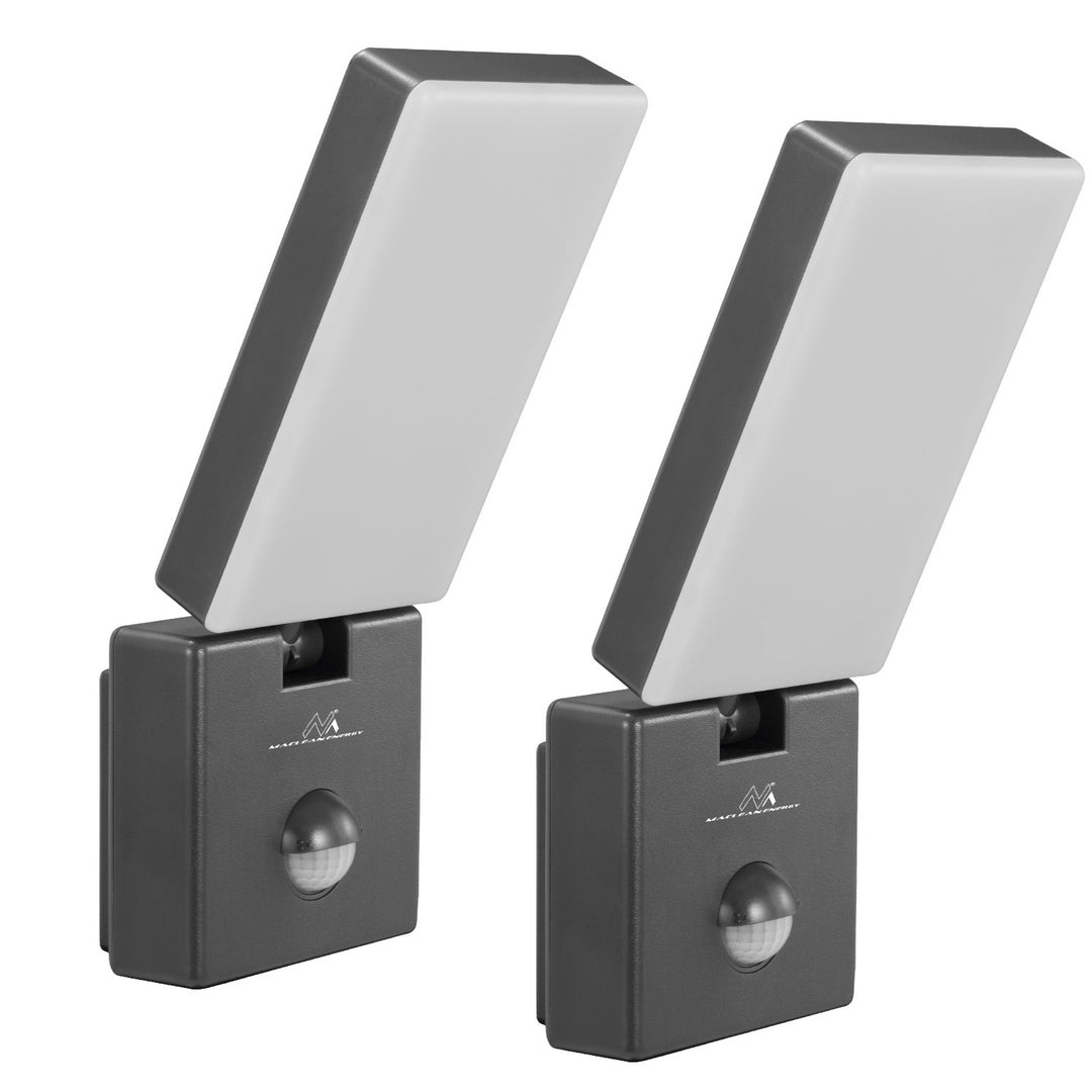 Lampe LED avec détecteur de mouvement Maclean, détecteur de mouvement PIR, couleur grise, 10 W, IP65, 800 lm, lumière blanche neutre (4 000 K) MCE516 GR, lot de 2