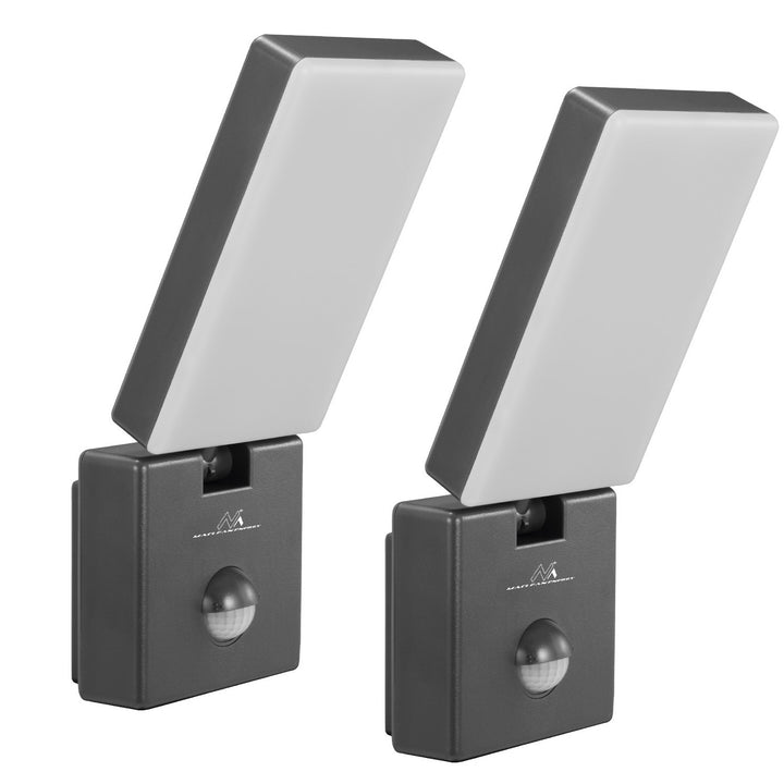Lampe LED avec détecteur de mouvement Maclean, détecteur de mouvement PIR, couleur grise, 10 W, IP65, 800 lm, lumière blanche neutre (4 000 K) MCE516 GR, lot de 2