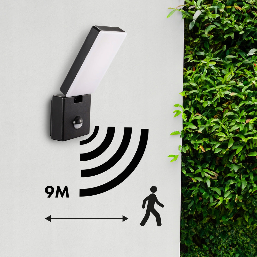 Lampe LED avec détecteur de mouvement Maclean, détecteur de mouvement PIR, couleur noire, 10 W, IP65, 800 lm, blanc neutre (4 000 K) MCE516 B, lot de 2