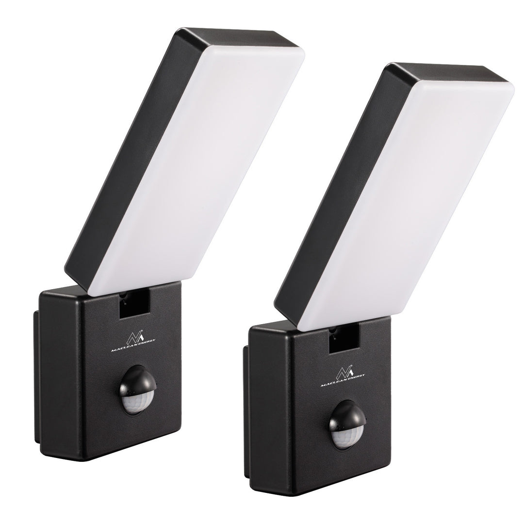 Lampe LED avec détecteur de mouvement Maclean, détecteur de mouvement PIR, couleur noire, 10 W, IP65, 800 lm, blanc neutre (4 000 K) MCE516 B, lot de 2