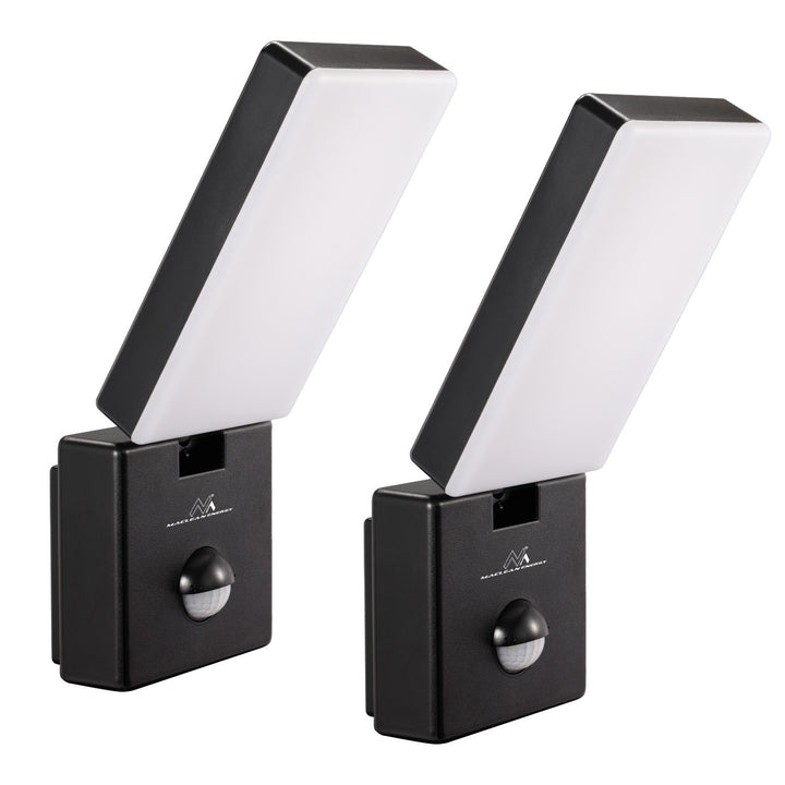 Lampe LED avec détecteur de mouvement Maclean, détecteur de mouvement PIR, couleur noire, 10 W, IP65, 800 lm, blanc neutre (4 000 K) MCE516 B, lot de 2