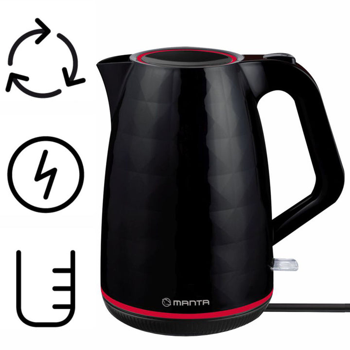 Bouilloire électrique sans fil Manta ORISA 1,7 L 2 200 W, noire