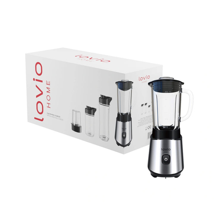 Mixeur à bol LOVIO LVJBL001, puissance 500 W, bol en verre de 600 ml, 3 bouteilles