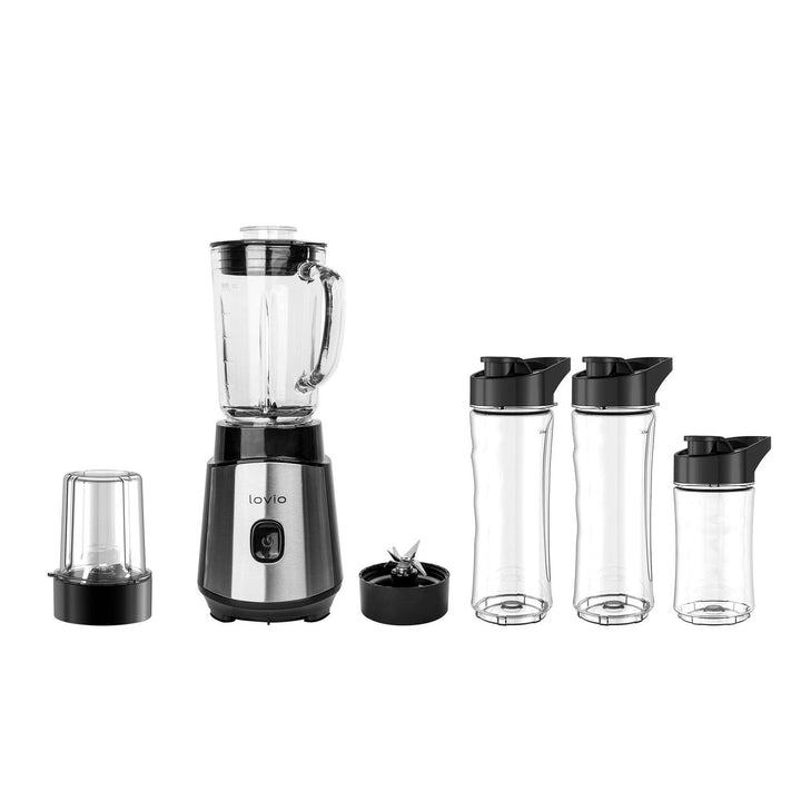 Mixeur à bol LOVIO LVJBL001, puissance 500 W, bol en verre de 600 ml, 3 bouteilles