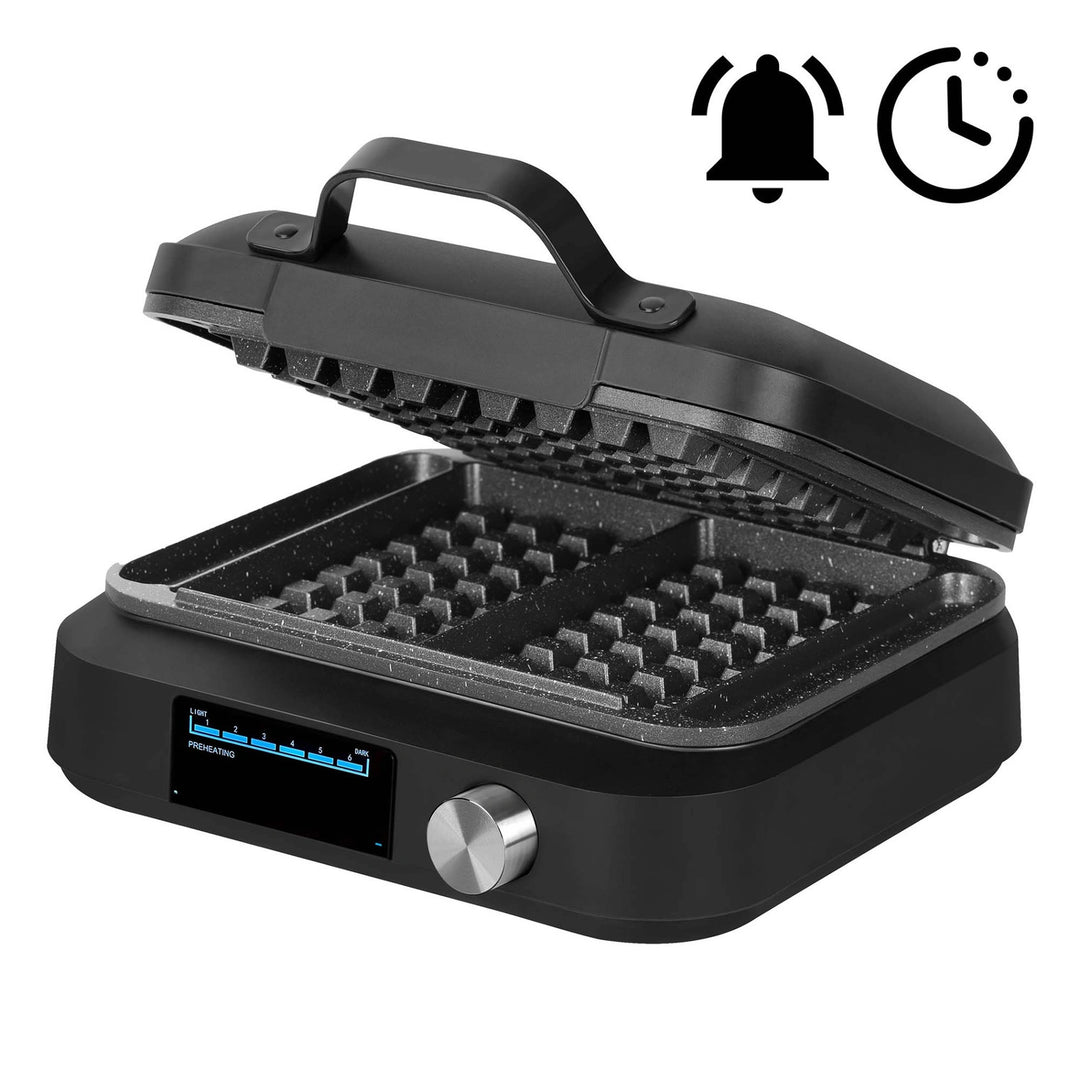 Gaufrier LOVIO PerfectCrisp, 2 grandes gaufres, 1 500 W, 6 niveaux de cuisson, LVWF002BK