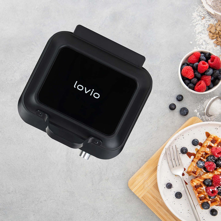 Gaufrier LOVIO PerfectCrisp, 2 grandes gaufres, 1 500 W, 6 niveaux de cuisson, LVWF002BK