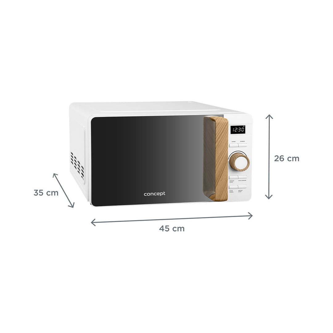 Four à micro-ondes Concept, 5 niveaux de puissance, fonction décongélation, capacité de 20 L, puissance de 800 W, couleur blanche, MT4420wh