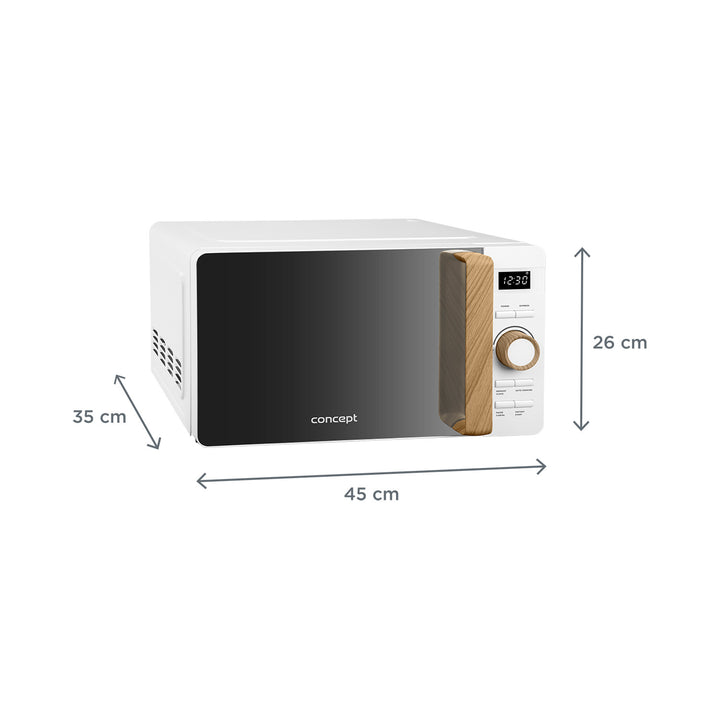 Four à micro-ondes Concept, 5 niveaux de puissance, fonction décongélation, capacité de 20 L, puissance de 800 W, couleur blanche, MT4420wh