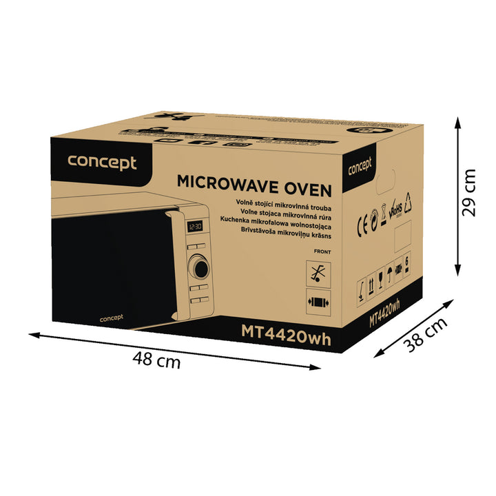 Four à micro-ondes Concept, 5 niveaux de puissance, fonction décongélation, capacité de 20 L, puissance de 800 W, couleur blanche, MT4420wh