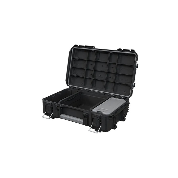 Lot de 3 coffres à outils Keter ROC Pro Gear 2.0, capacité totale de 110 L, indice de protection IP65, poignée télescopique amovible, possibilité de verrouillage par cadenas, 256982