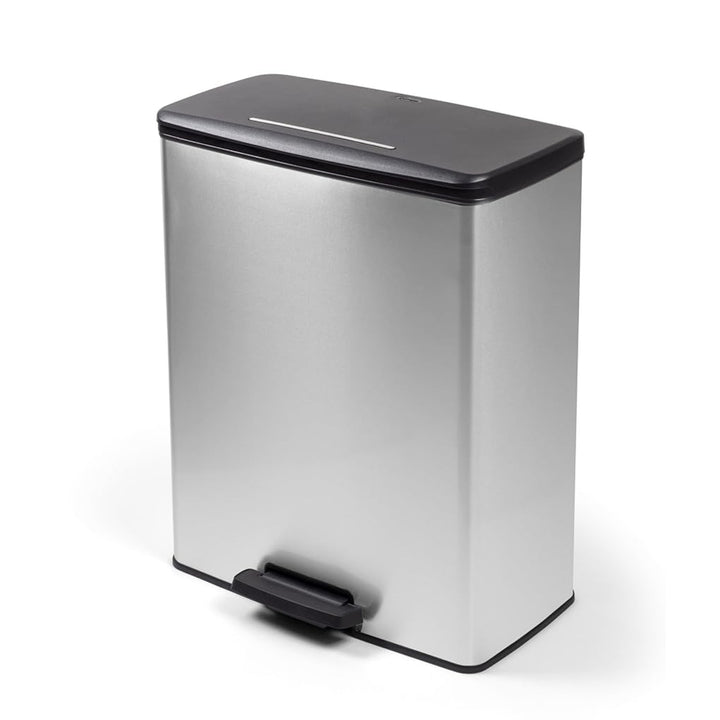 Poubelle à pédale Curver, 2 bacs de 26 L, finition métallisée, couleur argent, 251002