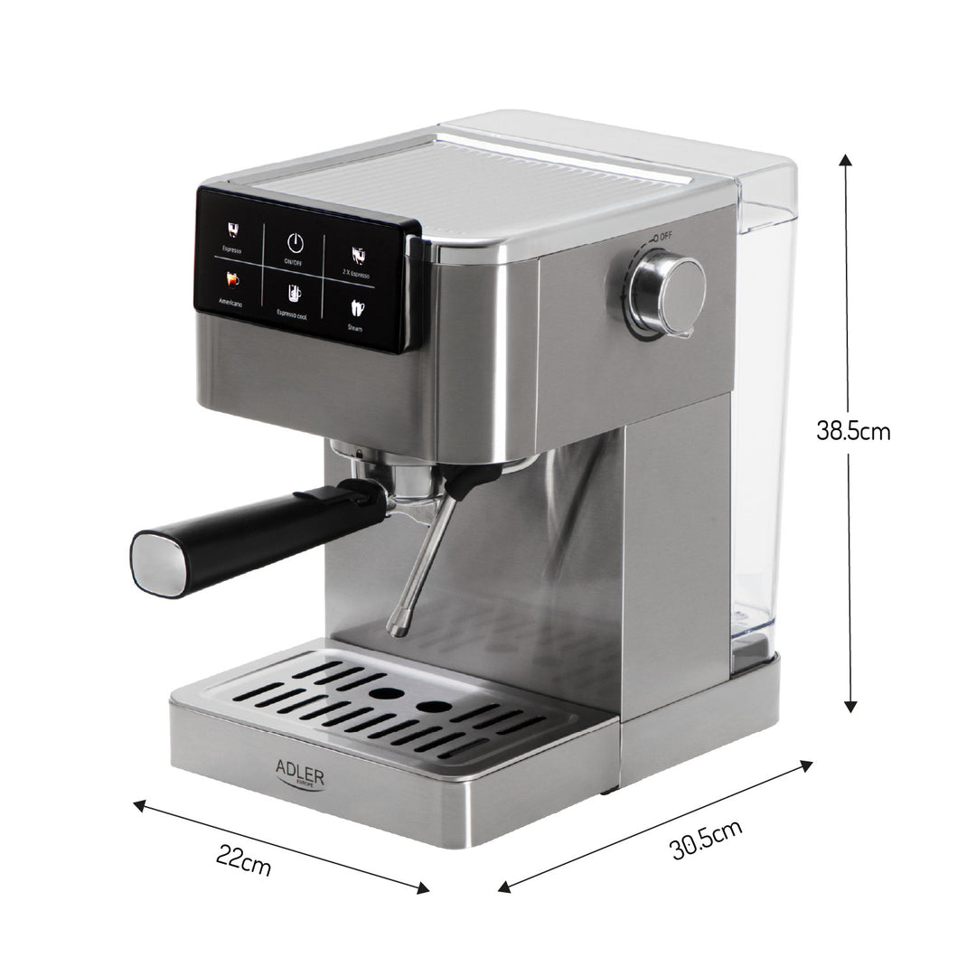 Machine à café 20 bars, Thermoblock, mousseur à lait, 5-en-1, Adler AD 4390