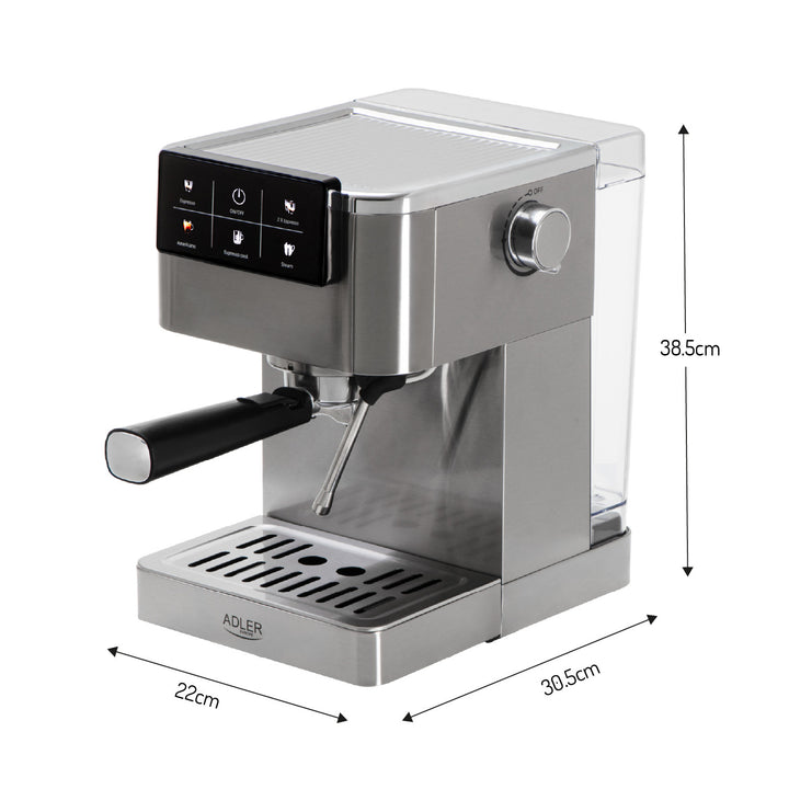 Machine à café 20 bars, Thermoblock, mousseur à lait, 5-en-1, Adler AD 4390