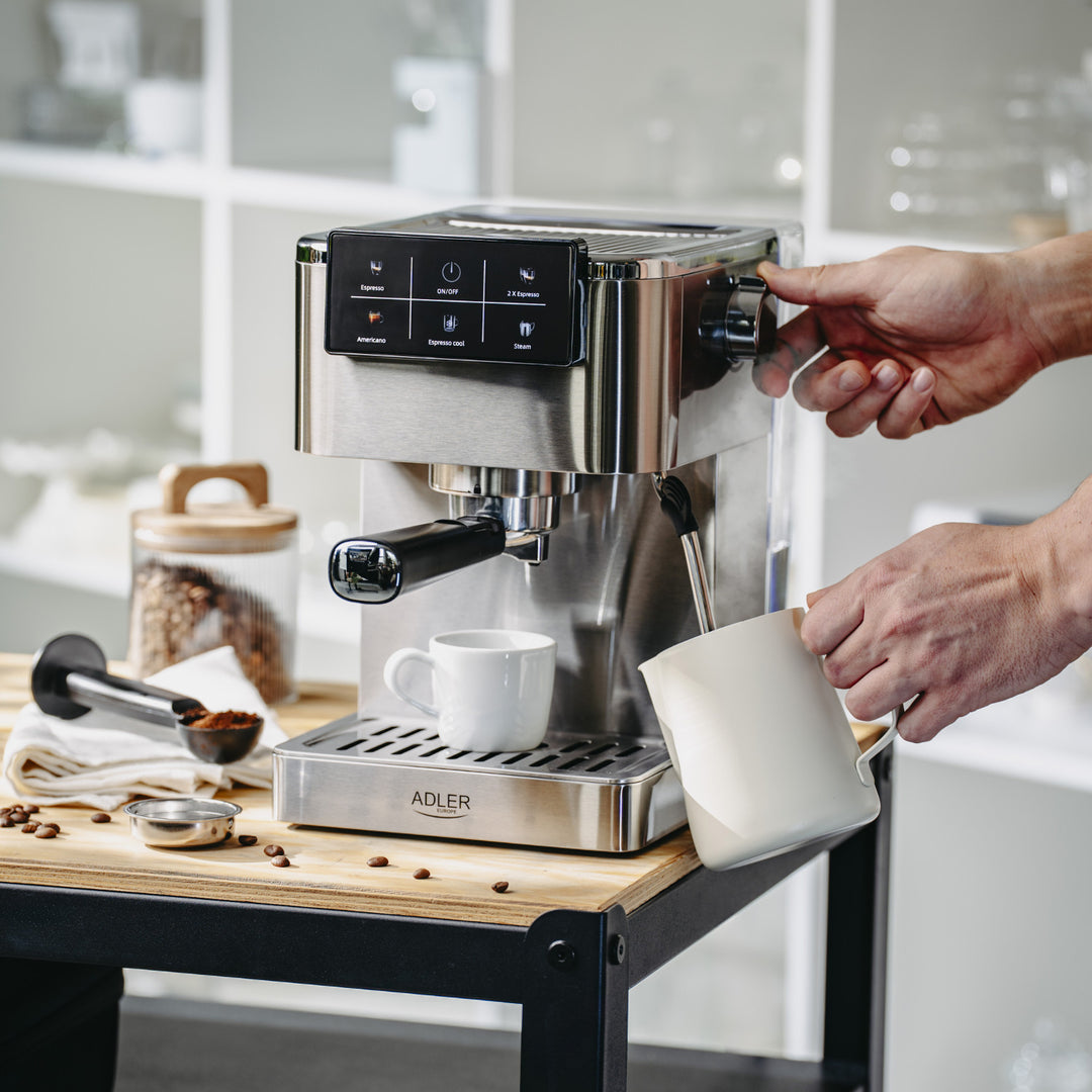 Machine à café 20 bars, Thermoblock, mousseur à lait, 5-en-1, Adler AD 4390
