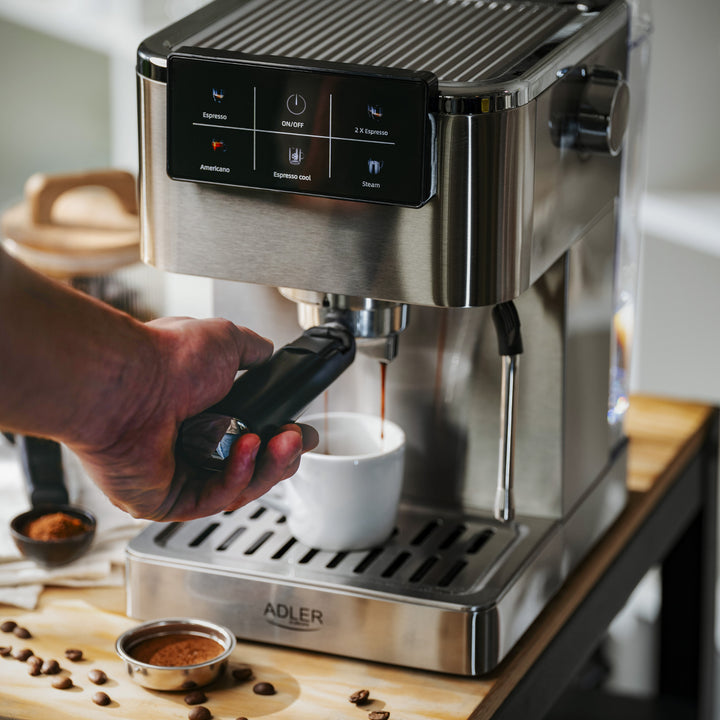Machine à café 20 bars, Thermoblock, mousseur à lait, 5-en-1, Adler AD 4390