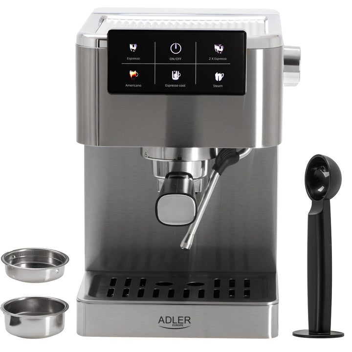 Machine à café 20 bars, Thermoblock, mousseur à lait, 5-en-1, Adler AD 4390