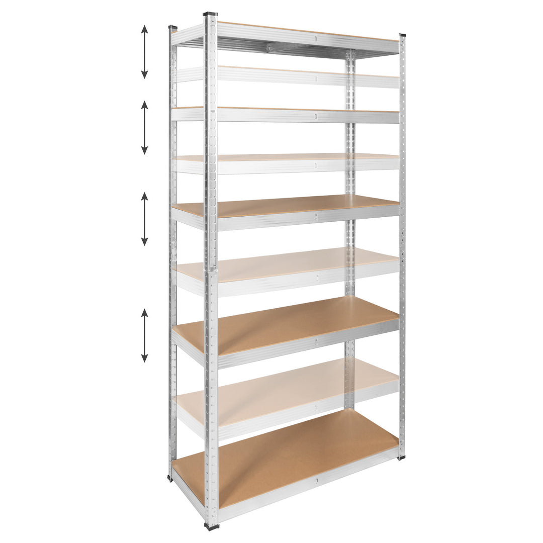 Rayonnage métallique de stockage, 5 tablettes, charge maximale de 750 kg, 180 x 90 x 40, couleur argentée, modèle Rebel