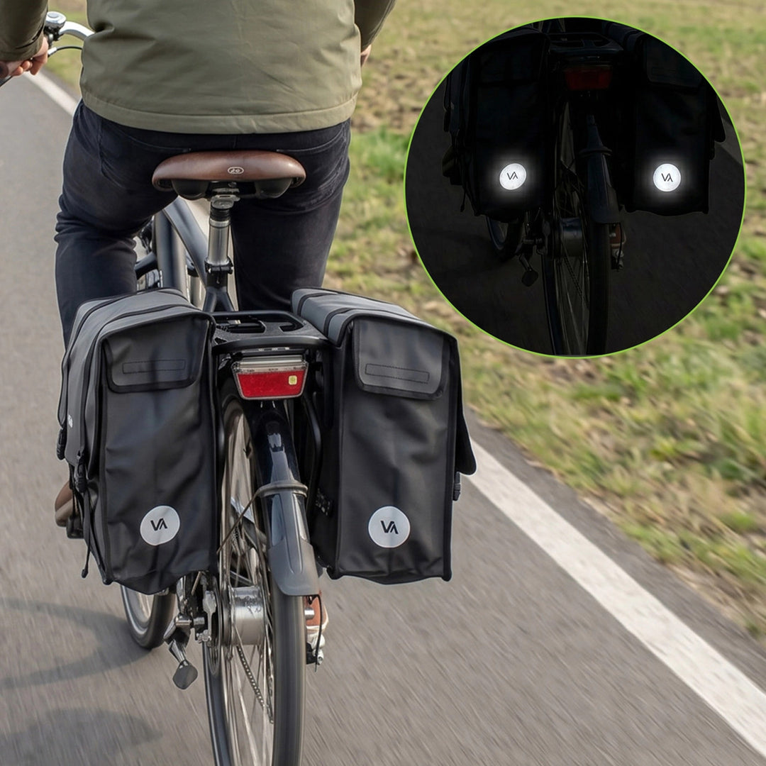 Sacoche de vélo double en PVC pour porte-bagages, avec poignée, noire, 40 L, VA0446, Vayox
