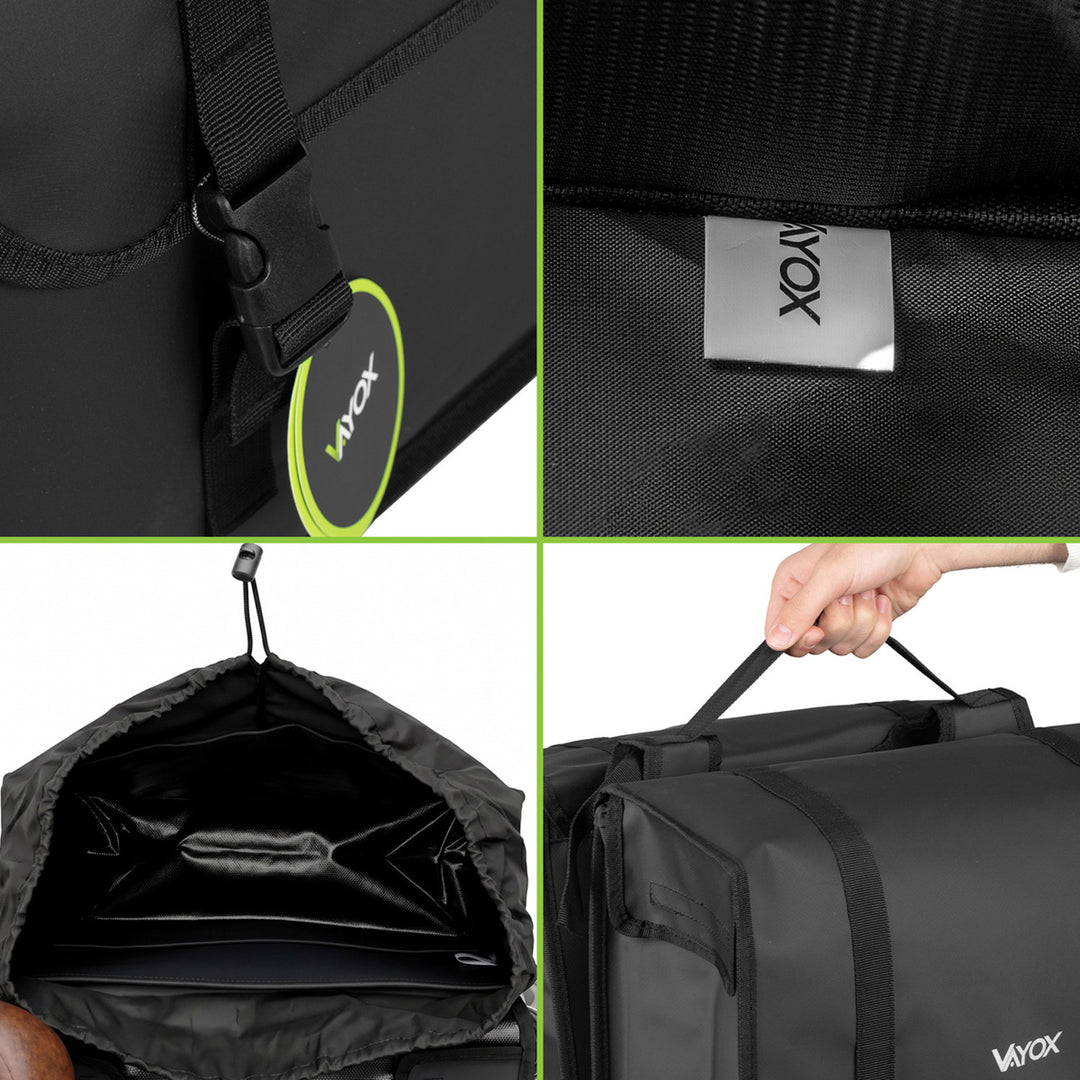 Sacoche de vélo double en PVC pour porte-bagages, avec poignée, noire, 40 L, VA0446, Vayox