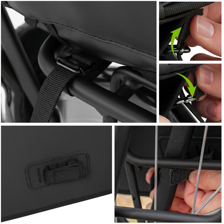 Sacoche de vélo double en PVC pour porte-bagages, avec poignée, noire, 40 L, VA0446, Vayox