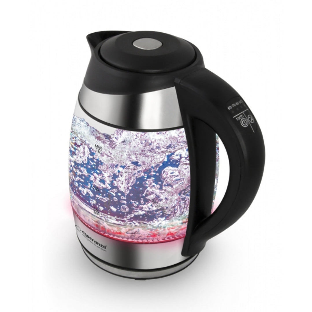 Bouilloire électrique en verre, avec voyant LED et thermostat, 1,8 l, Esperanza