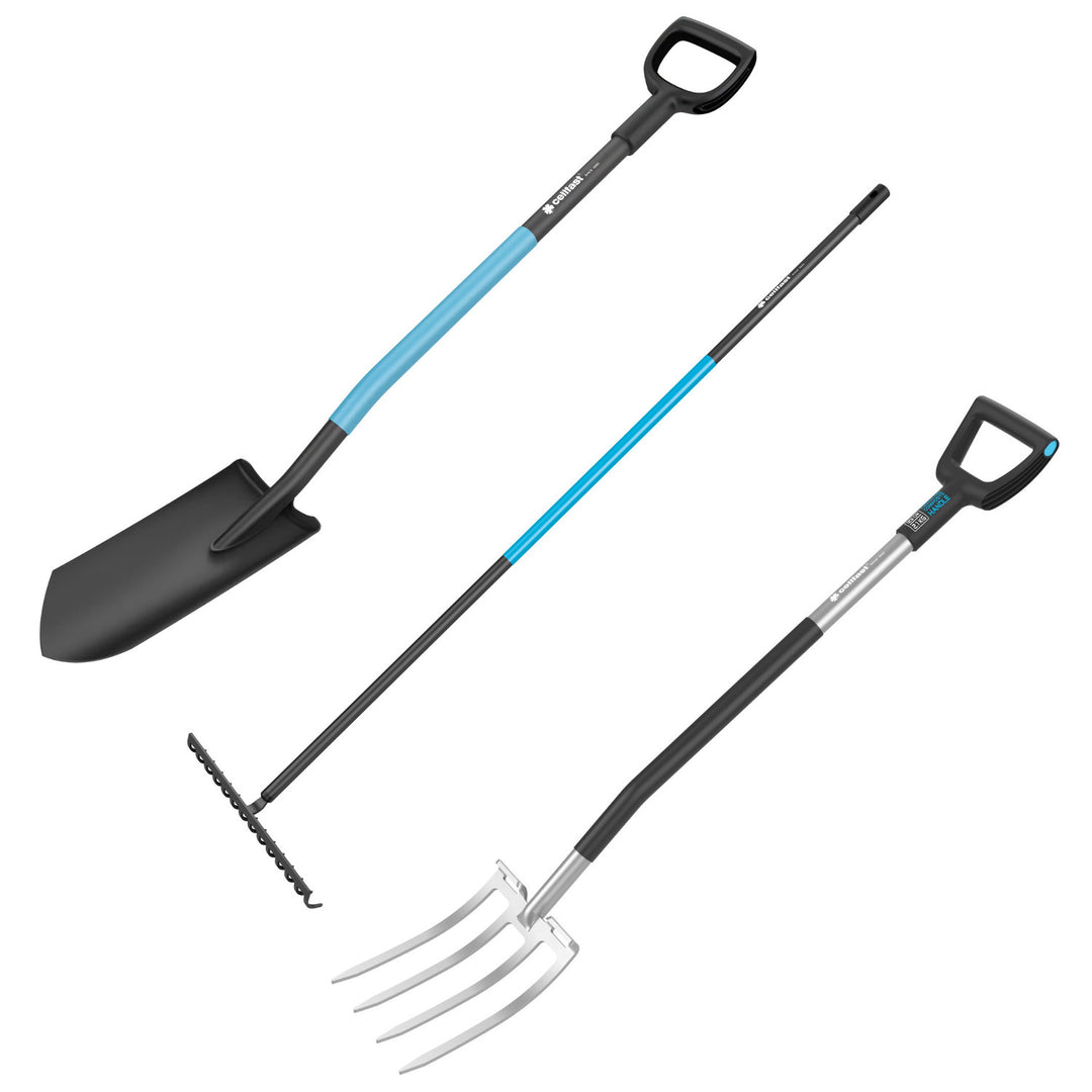 Bêche de pépinière / de drainage CELLPRO + Fourches ENERGO + Râteaux métalliques polyvalents CELLPRO, Cellfast