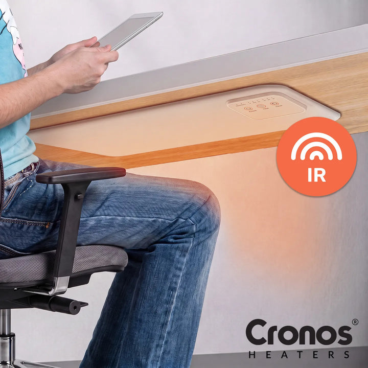 Panneau chauffant infrarouge Cronos à placer sous le bureau, puissance 120 W, minuterie, 3 niveaux de réglage, DCH-150