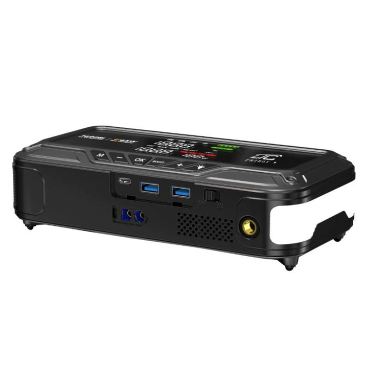 Démarreur d'urgence LTC, 12 000 mAh, avec compresseur, lampe de poche et batterie externe, écran LCD, puissance de 65 W, câbles et housse inclus, LXJS120
