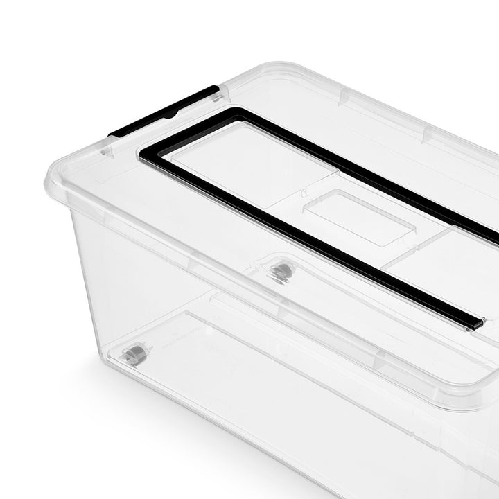 Bac Moxom SimpleStore, capacité 60 L, transparent, couvercle à clips, équipé de roulettes, sans BPA, 04-0081