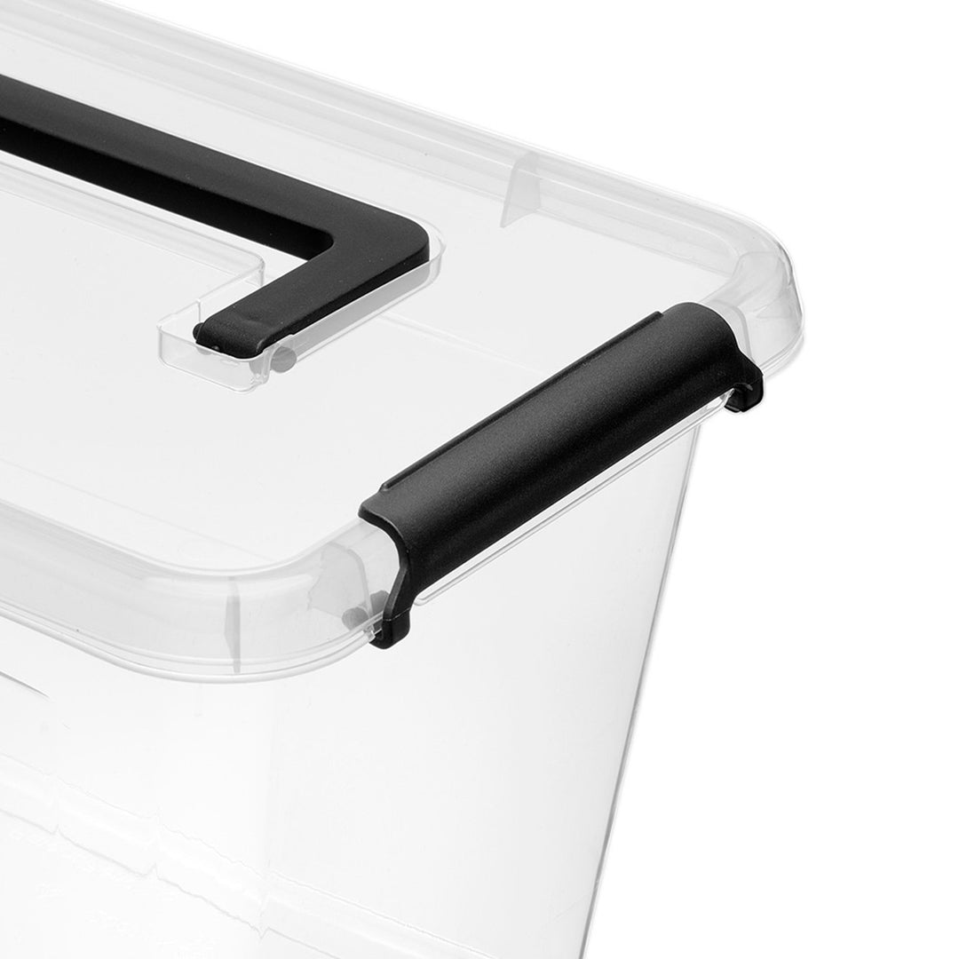 Bac Moxom SimpleStore, capacité 60 L, transparent, couvercle à clips, équipé de roulettes, sans BPA, 04-0081