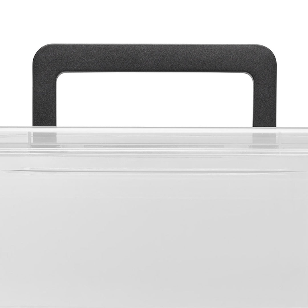Bac Moxom SimpleStore, capacité 40 L, transparent, couvercle à clips, équipé de roulettes, sans BPA, 04-0076