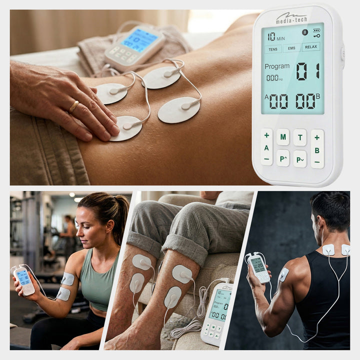 Appareil de massage et d'électrostimulation musculaire, TENS/EMS, stimulation 3 en 1, Mediatech, MT6543