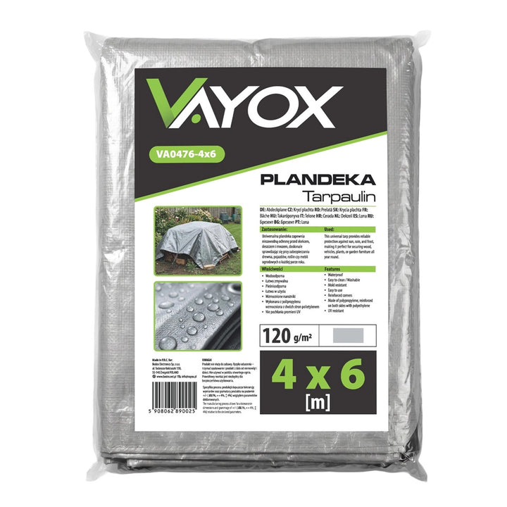 Bâche argentée 120 g, 4 x 6 m, VA0476, imperméable, Vayox