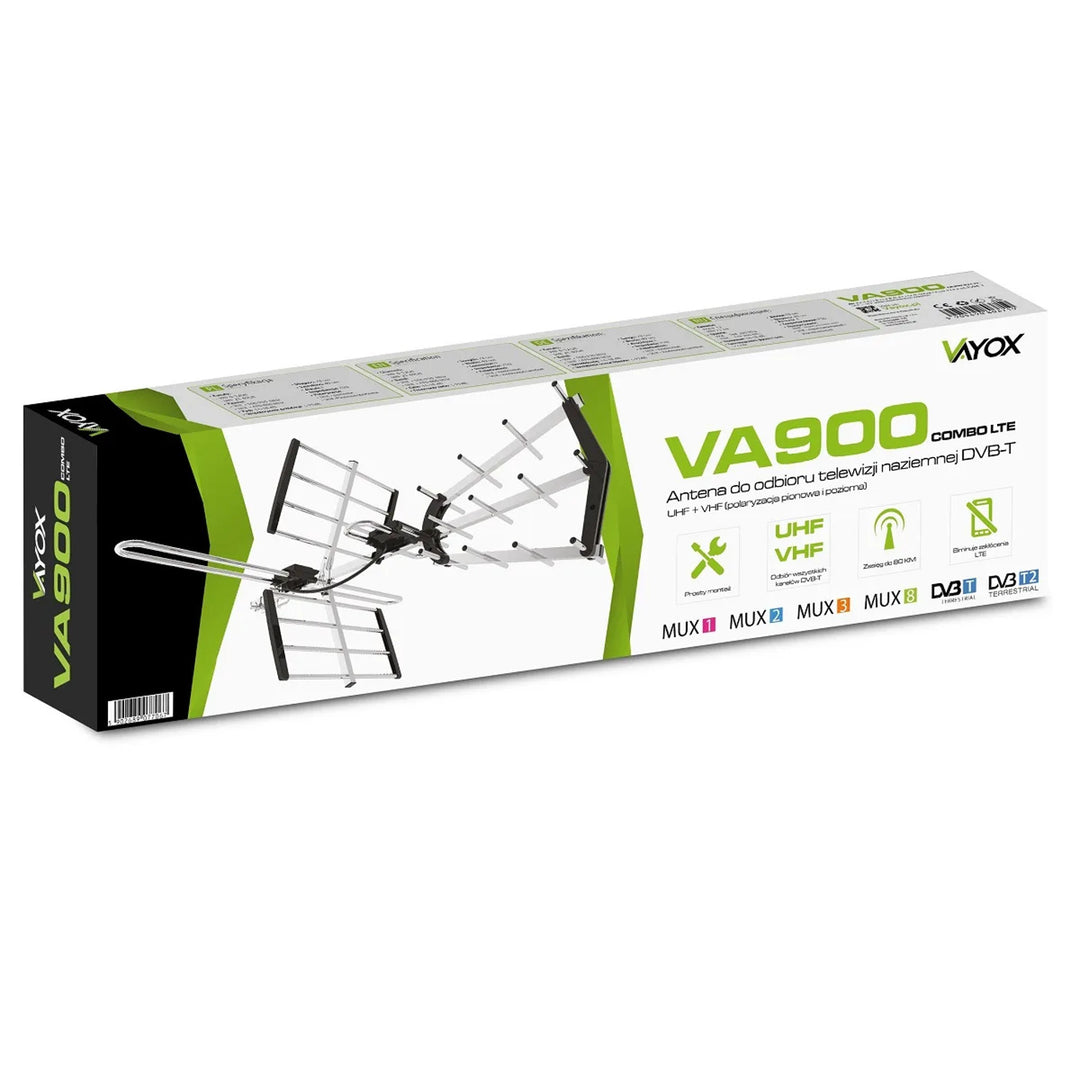 Antenne directionnelle DVB-T/T2 VA900 COMBO avec filtre LTE, en aluminium, Vayox