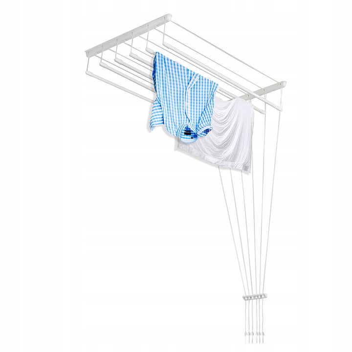Séchoir à linge suspendu au plafond à 6 barres, 140 cm, surface de séchage de 8,4 m, Sepio