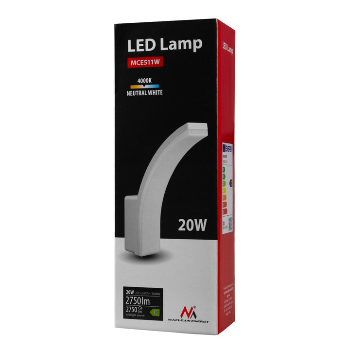 Lampe LED Maclean, couleur blanche, 20 W, IP65, 2 750 lm, lumière blanche neutre (4 000 K) MCE511 W, lot de 2