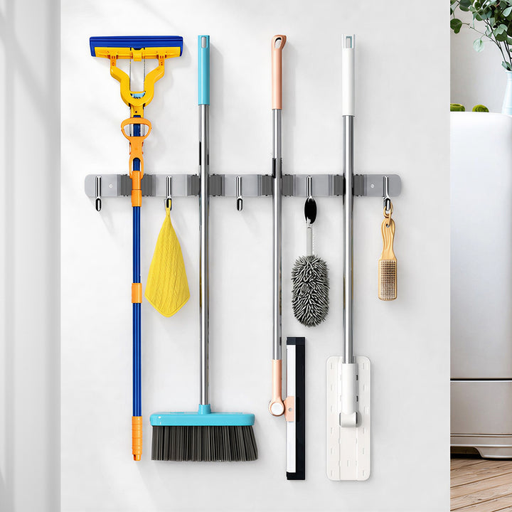 Organiseur mural pour outils de jardin et balais à franges Maclean, en acier, avec crochets, charge maximale de 20 kg, largeur 49 cm, MC-184, lot de 2