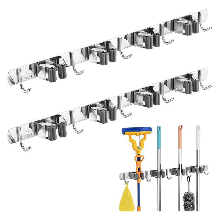 Organiseur mural pour outils de jardin et balais à franges Maclean, en acier, avec crochets, charge maximale de 20 kg, largeur 49 cm, MC-184, lot de 2