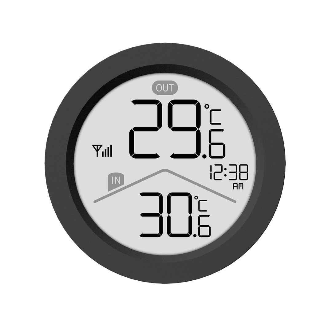 Station météo sans fil GreenBlue, température intérieure/extérieure, horloge, choix entre °C et °F, portée jusqu'à 60 m, noire, GB162 B + 4 piles alcalines AAA Varta Industrial