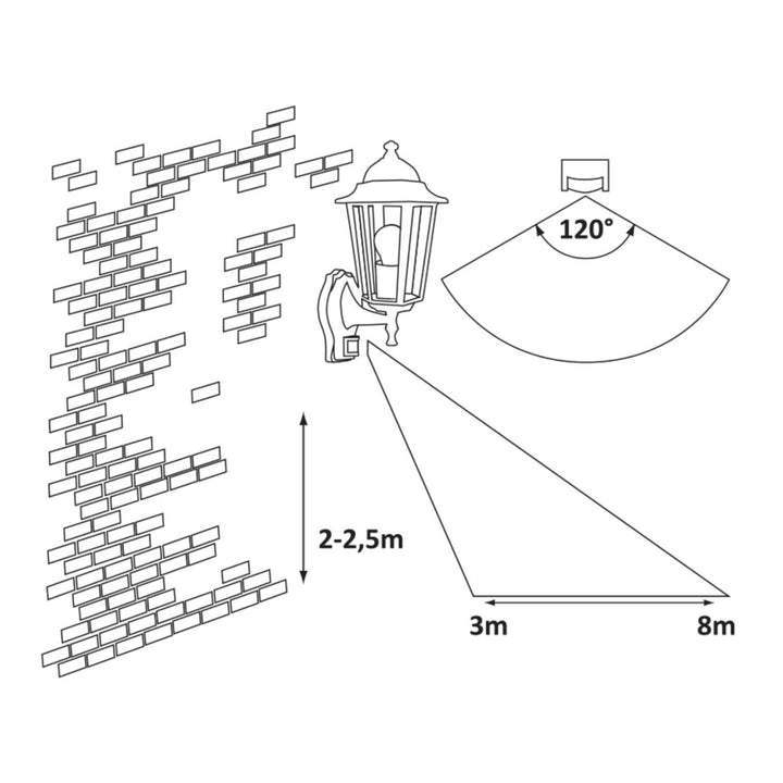 Applique murale Rabalux, d'extérieur, avec détecteur de mouvement, IP43, E27, 60 W max., noire, Velence, lot de 4
