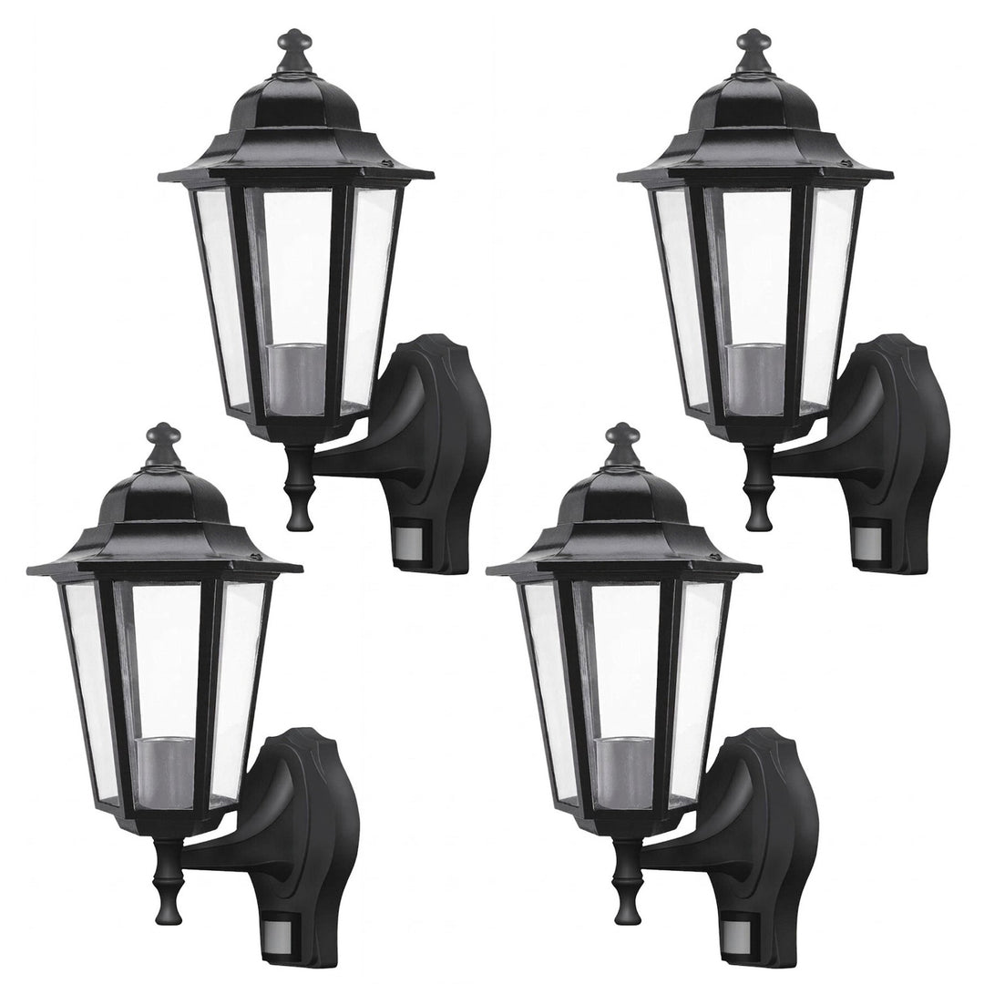 Applique murale Rabalux, d'extérieur, avec détecteur de mouvement, IP43, E27, 60 W max., noire, Velence, lot de 4