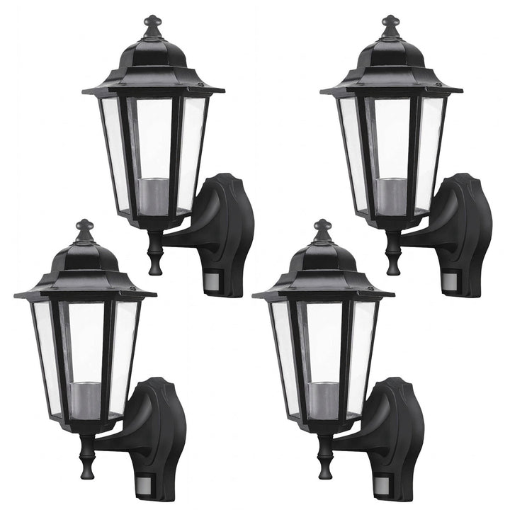 Applique murale Rabalux, d'extérieur, avec détecteur de mouvement, IP43, E27, 60 W max., noire, Velence, lot de 4