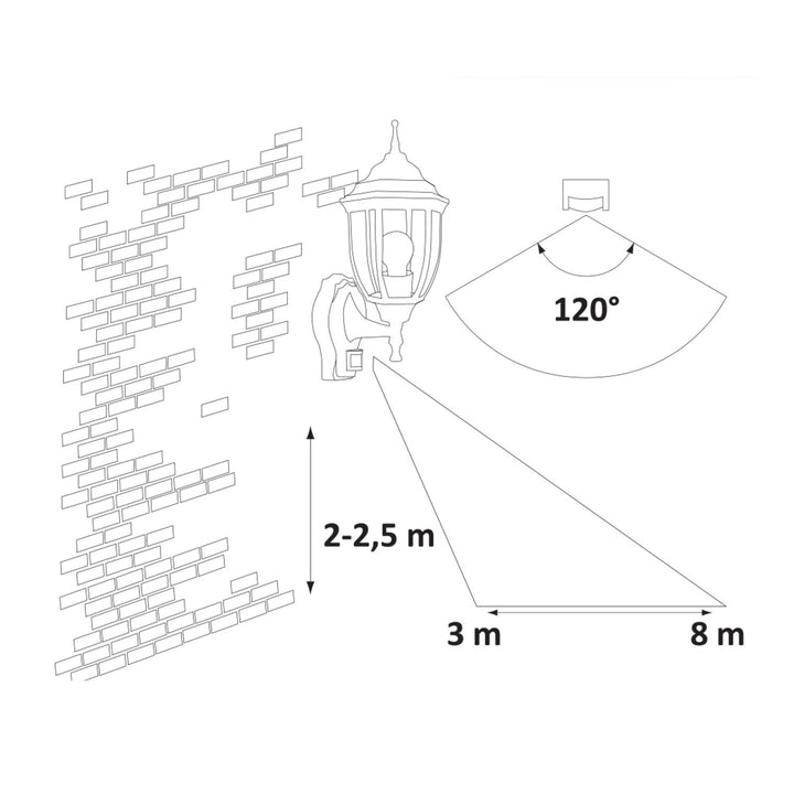 Applique murale Rabalux, pour l'extérieur, détecteur de mouvement, IP43, E27, 60 W max., or antique, Nice, lot de 4