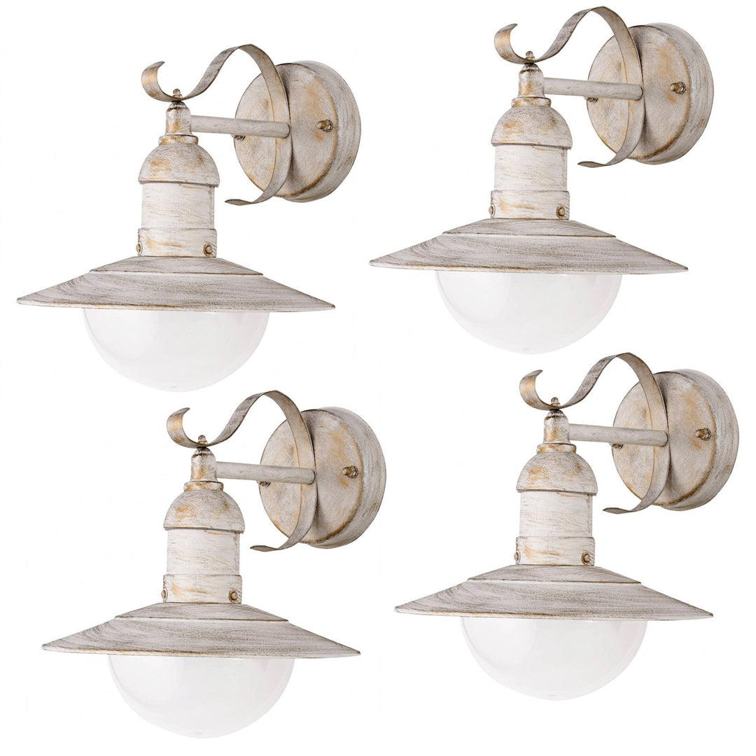 Applique murale Rabalux, d'extérieur, IP44, E27, 60 W max., blanc antique, Oslo, 4 pièces