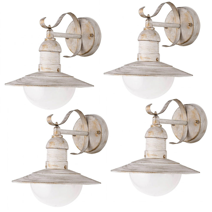 Applique murale Rabalux, d'extérieur, IP44, E27, 60 W max., blanc antique, Oslo, 4 pièces