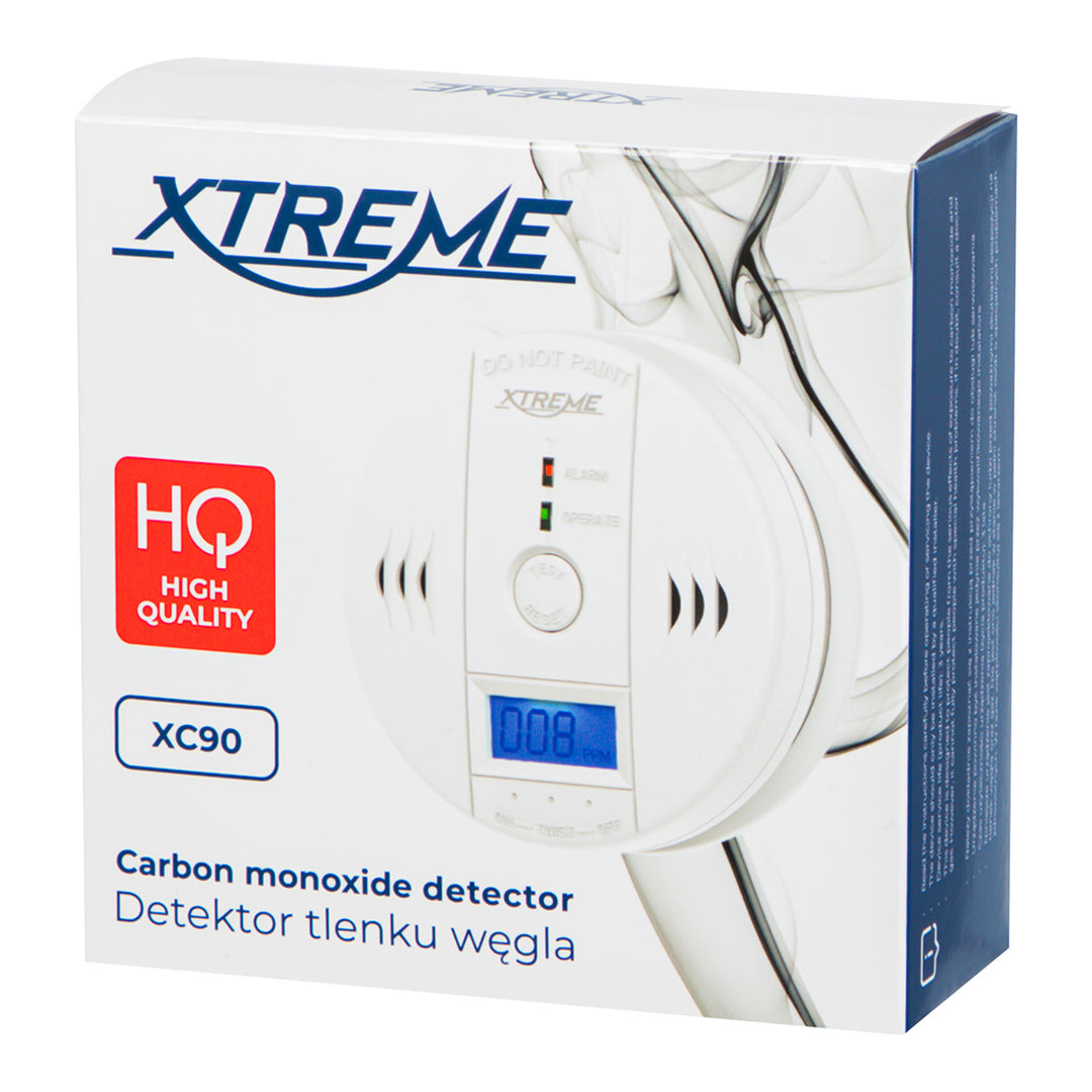 Détecteur de monoxyde de carbone Xtreme XC90 LCD, couleur blanche, 3 piles AA, alarme sonore puissante et voyant rouge, format compact, autonomie jusqu'à 7 ans, 50-636#