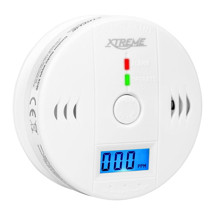 Détecteur de monoxyde de carbone Xtreme XC90 LCD, couleur blanche, 3 piles AA, alarme sonore puissante et voyant rouge, format compact, autonomie jusqu'à 7 ans, 50-636#