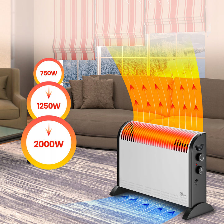 Radiateur électrique à convection Extralink, puissance 2 000 W, ventilateur intégré pour la diffusion de la chaleur, réglage à 3 niveaux, mode turbo, LCV-06