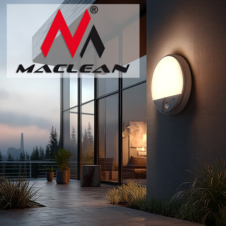 Lampe LED avec détecteur de mouvement Maclean, détecteur PIR, couleur blanche, 15 W, IP54, 1 100 lm, lumière neutre, MCE291 W, lot de 2
