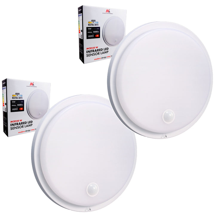 Lampe LED avec détecteur de mouvement Maclean, capteur PIR, couleur blanche, 10 W, IP65, 1 000 lm, lumière neutre, MCE525 W, lot de 2